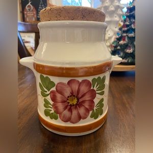 Vintage SADO Ftd Canister & Lid Hand Made In Portugal Floral Measuring Container